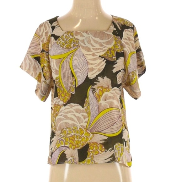 Traffic People semi sheer abstract floral blouse size small‎ - Picture 1 of 9